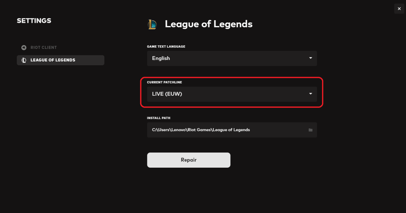 How to find your region (server) lol